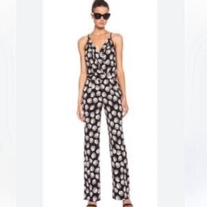 Diane Von Furstenberg Womens 4 Shancy Spaghetti Strap Jumpsuit Floral Silk
